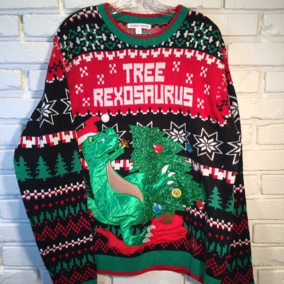 Ugly Christmas Sweater Other - Ugly Christmas Sweater Dinosaur Themed XL